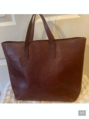 Madewell Large Zip-Top Transport Tote Handbag Burgundy